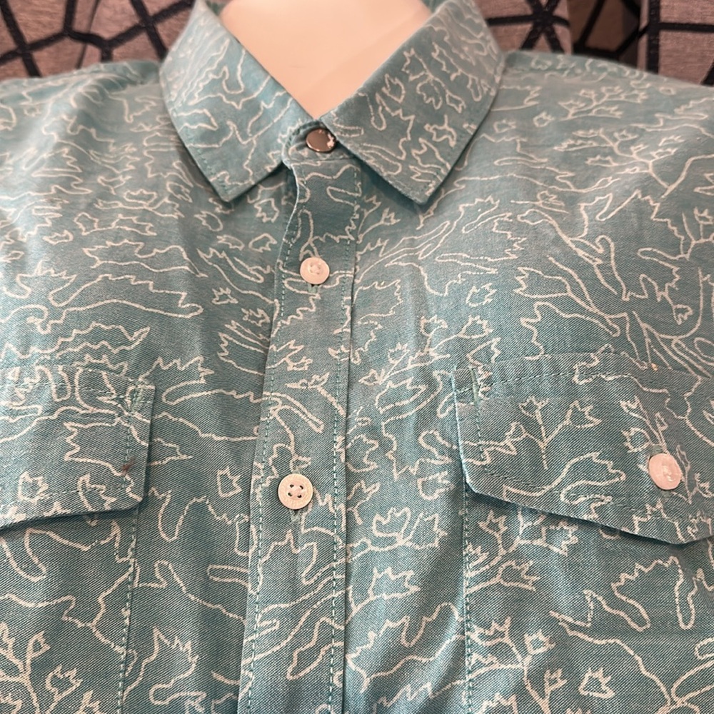 Vans Teal Patterned Casual Button Down Shirt - Picture 2 of 7